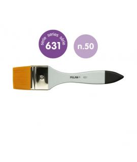 Milan 631 Premium Synthetic Paletina de 50mm - Pelo Sintetico - Mango de Madera Barnizada - Color Plata