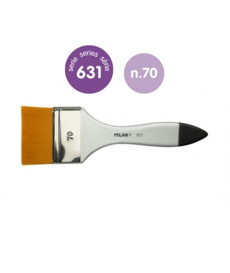 Milan 631 Premium Synthetic Paletina de 70mm - Pelo Sintetico - Mango de Madera Barnizada - Color Plata