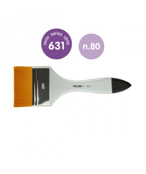 Milan 631 Premium Synthetic Paletina de 80mm - Pelo Sintetico - Mango de Madera Barnizada - Color Plata