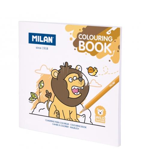 Milan Wild Safari Cuaderno para Colorear - Microperforado - 140g - 21x21cm - Color Blanco