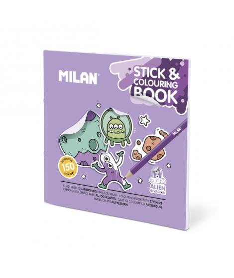 Milan Alien Invasion Cuaderno para Colorear - con Adhesivos - 140g - 21x21cm - Colores Surtidos
