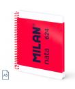 Milan Nata 624 Cuaderno A5 con Espiral - Hojas Blancas - 80 Hojas de 95g - Tapa Dura - Color Rosa