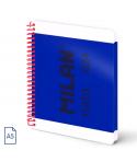 Milan Nata 624 Cuaderno A5 con Espiral - Papel a Lineas de 7mm - 80 Hojas de 95g - Tapa Dura - Color Azul Marino