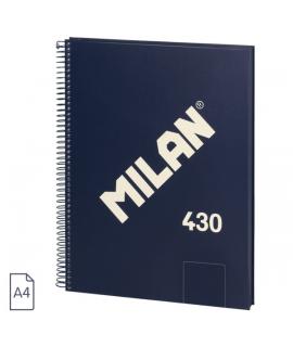 Milan 430 Since 1918 Cuaderno A4 con Espiral - Hojas Blancas - 80 Hojas de 95g - Tapa Dura - Color Azul
