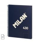 Milan 430 Since 1918 Cuaderno A4 con Espiral - Hojas Blancas - 80 Hojas de 95g - Tapa Dura - Color Azul