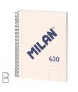 Milan 430 Since 1918 Cuaderno A4 con Espiral - Hojas Blancas - 80 Hojas de 95g - Tapa Dura - Color Beige
