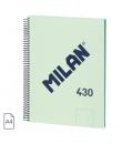 Milan 430 Since 1918 Cuaderno A4 con Espiral - Hojas Blancas - 80 Hojas de 95g - Tapa Dura - Color Menta