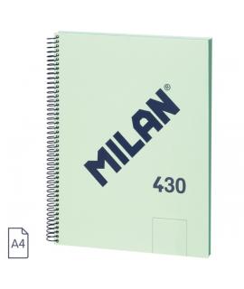 Milan 430 Since 1918 Cuaderno A4 con Espiral - Hojas Blancas - 80 Hojas de 95g - Tapa Dura - Color Menta