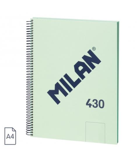 Milan 430 Since 1918 Cuaderno A4 con Espiral - Hojas Blancas - 80 Hojas de 95g - Tapa Dura - Color Menta