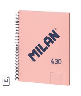 Milan 430 Since 1918 Cuaderno A4 con Espiral - Hojas Blancas - 80 Hojas de 95g - Tapa Dura - Color Rosa