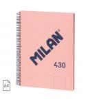 Milan 430 Since 1918 Cuaderno A4 con Espiral - Hojas Blancas - 80 Hojas de 95g - Tapa Dura - Color Rosa
