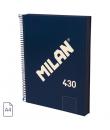 Milan 430 Since 1918 Cuaderno A4 con Espiral - Papel a Lineas de 7mm - 120 Hojas de 95g - Tapa Dura - Color Azul