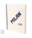 Milan 430 Since 1918 Cuaderno A4 con Espiral - Papel a Lineas de 7mm - 120 Hojas de 95g - Tapa Dura - Color Beige