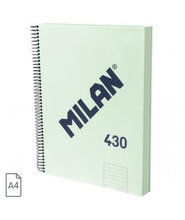 Milan 430 Since 1918 Cuaderno A4 con Espiral - Papel a Lineas de 7mm - 120 Hojas de 95g - Tapa Dura - Color Menta