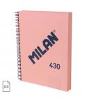 Milan 430 Since 1918 Cuaderno A4 con Espiral - Papel a Lineas de 7mm - 120 Hojas de 95g - Tapa Dura - Color Rosa