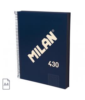 Milan 430 Since 1918 Cuaderno A4 con Espiral - Cuadricula 5x5mm - 120 Hojas de 95g - Tapa Dura - Color Azul