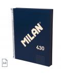 Milan 430 Since 1918 Cuaderno A4 con Espiral - Cuadricula 5x5mm - 120 Hojas de 95g - Tapa Dura - Color Azul