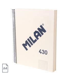 Milan 430 Since 1918 Cuaderno A4 con Espiral - Cuadricula 5x5mm - 120 Hojas de 95g - Tapa Dura - Color Beige