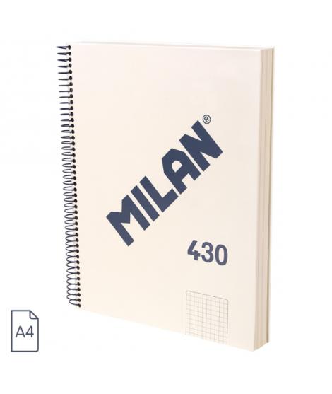 Milan 430 Since 1918 Cuaderno A4 con Espiral - Cuadricula 5x5mm - 120 Hojas de 95g - Tapa Dura - Color Beige