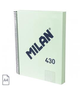 Milan 430 Since 1918 Cuaderno A4 con Espiral - Cuadricula 5x5mm - 120 Hojas de 95g - Tapa Dura - Color Menta