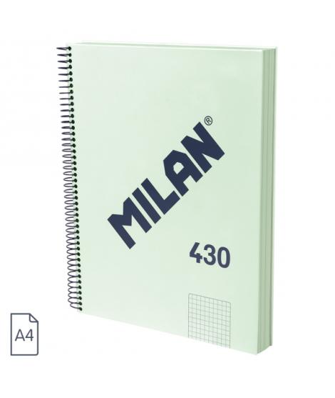 Milan 430 Since 1918 Cuaderno A4 con Espiral - Cuadricula 5x5mm - 120 Hojas de 95g - Tapa Dura - Color Menta