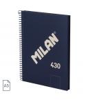 Milan 430 Since 1918 Cuaderno A5 con Espiral - Hojas Blancas - 80 Hojas de 95g - Tapa Dura - Color Azul