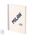 Milan 430 Since 1918 Cuaderno A5 con Espiral - Hojas Blancas - 80 Hojas de 95g - Tapa Dura - Color Beige