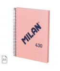 Milan 430 Since 1918 Cuaderno A5 con Espiral - Hojas Blancas - 80 Hojas de 95g - Tapa Dura - Color Rosa