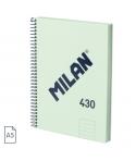 Milan 430 Since 1918 Cuaderno A5 con Espiral - Papel a Lineas de 7mm - 80 Hojas de 95g - Tapa Dura - Color Menta