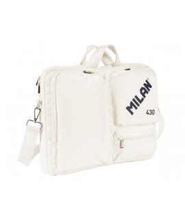 Milan 403 Since 1918 Maletin para Portatiles hasta 17" - Cierre de Cremallera - 3 Compartimentos - 42x34x9cm - Color Beige