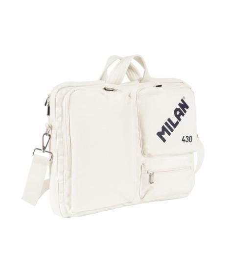 Milan 403 Since 1918 Maletin para Portatiles hasta 17" - Cierre de Cremallera - 3 Compartimentos - 42x34x9cm - Color Beige