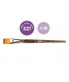 Milan 321 Pack de 3 Pinceles Planos Numero 18 - Bolsa con Colgador - Pelo Sintetico - Color Madera Oscuro