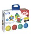 Milan Soft Dough Pack de 4 Botes de Pasta Blanda - Maletin con Herramientas - 116g por Unidad - 100% Vegetal - Moldeable - Sin R