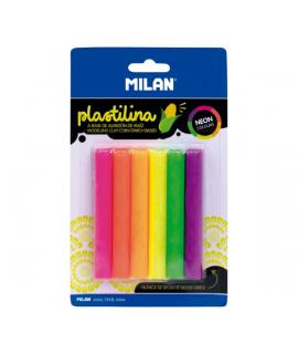 Milan Pack de 6 Barritas Plastilina de Colores - 100% Vegetal - Muy Moldeable - No Se Seca - Colores Mezclables - 70g - Colores 