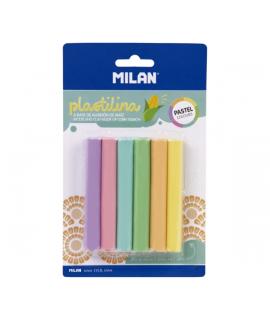 Milan Pack de 6 Barritas Plastilina de Colores - 100% Vegetal - Muy Moldeable - No Se Seca - Colores Mezclables - 70g - Colores 