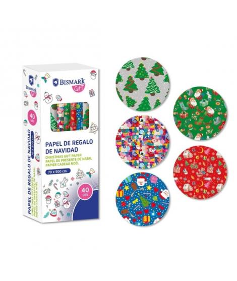 Bismark Navidad Juguetes Rollo de Papel Regalo - Medidas 70cmx500cm - 5 Diseños Diferentes