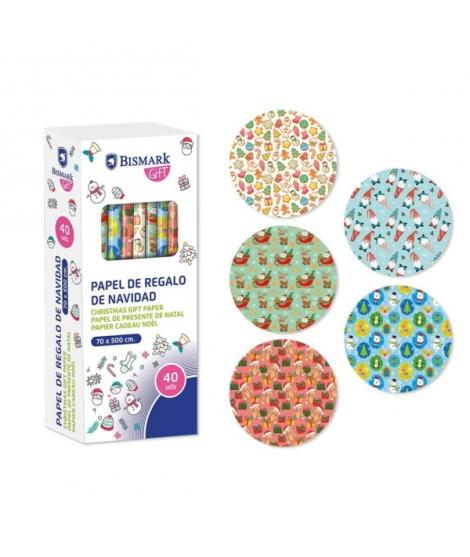 Bismark Navidad Juguetes Rollo de Papel Regalo - Medidas 70cmx500cm - 5 Diseños Diferentes