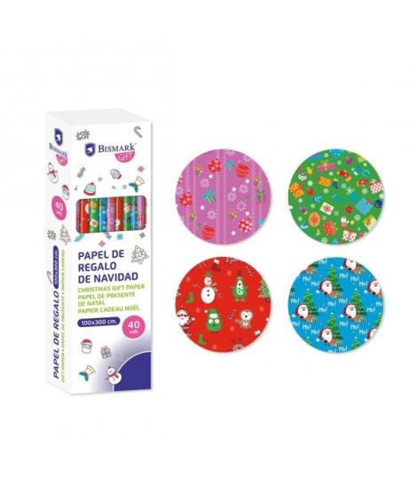Bismark Navidad Gifts Rollo de Papel Regalo - Medidas 100cmx300cm - 4 Diseños Diferentes