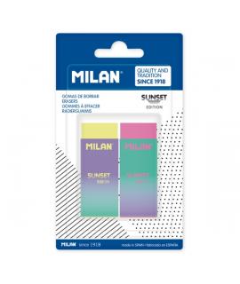 Milan Nata 320 Sunset Pack de 2 Gomas de Borrar - No Abrasiva - Colores Surtidos