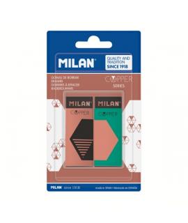 Milan Nata 320 Copper Pack de 2 Gomas de Borrar - No Abrasiva - Color Negro