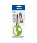 Milan Ladybird Tijeras con Funda - Mango Ergonomico - Punta Redondeada - Acero Inoxidable de 15cm - Color Verde