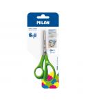 Milan Tijeras para Zurdos Verdes - Mango Ergonomico - Punta Redondeada - Acero Inoxidable de 14cm - Color Verde