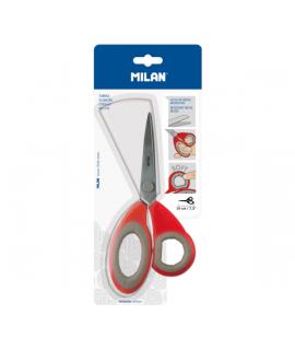 Milan Tijeras de Oficina de 19cm - Mango Ergonomico - Hoja de Acero Inoxidable - Color Rojo