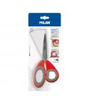 Milan Tijeras de Oficina de 19cm - Mango Ergonomico - Hoja de Acero Inoxidable - Color Rojo