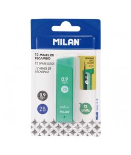 Milan Pack de 12 Minas Grafito 0.9mm - Dureza 2B - Color Gris Oscuro