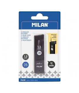 Milan Pack de 12 Minas Grafito 1.3mm - Dureza 2B - Color Gris Oscuro