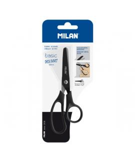 Milan Basic Shadow Tijeras de 13.4cm - Mango Ergonomico - Punta Redondeada - Hoja de Acero Inoxidable - Color Negro