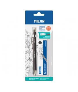 Milan Portaminas Profesional 5.2mm - Incluye 6 Minas de Recambio - Dureza B - Color Negro