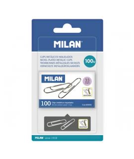 Milan Niquelados Pack de 100 Clips - 33mm - Color Plata
