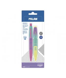 Milan Compact Sunset Pack de 1 Boligrafo Azul + 1 Portaminas 0.7mm - Colores Surtidos